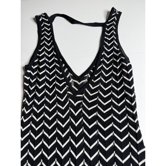 Arden B Black & White Chevron Sleeveless V-Neck Knit Dress Small - Picture 2 of 4